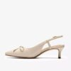 Zarey-pumps met strik van crèmekleurig leer voor dames