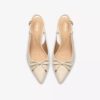 Zarey-pumps met strik van crèmekleurig leer voor dames