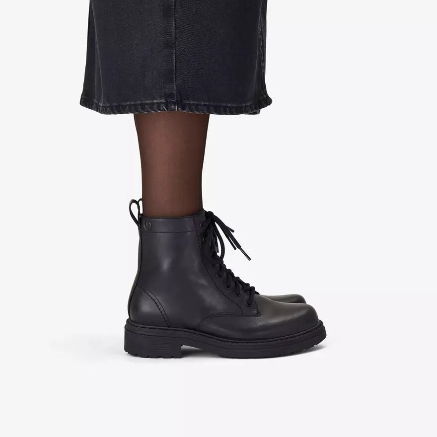 Zwarte leren enkellaarsjes voor dames, model Orinoco3 Zwarte leren enkellaarsjes voor dames, model Orinoco3